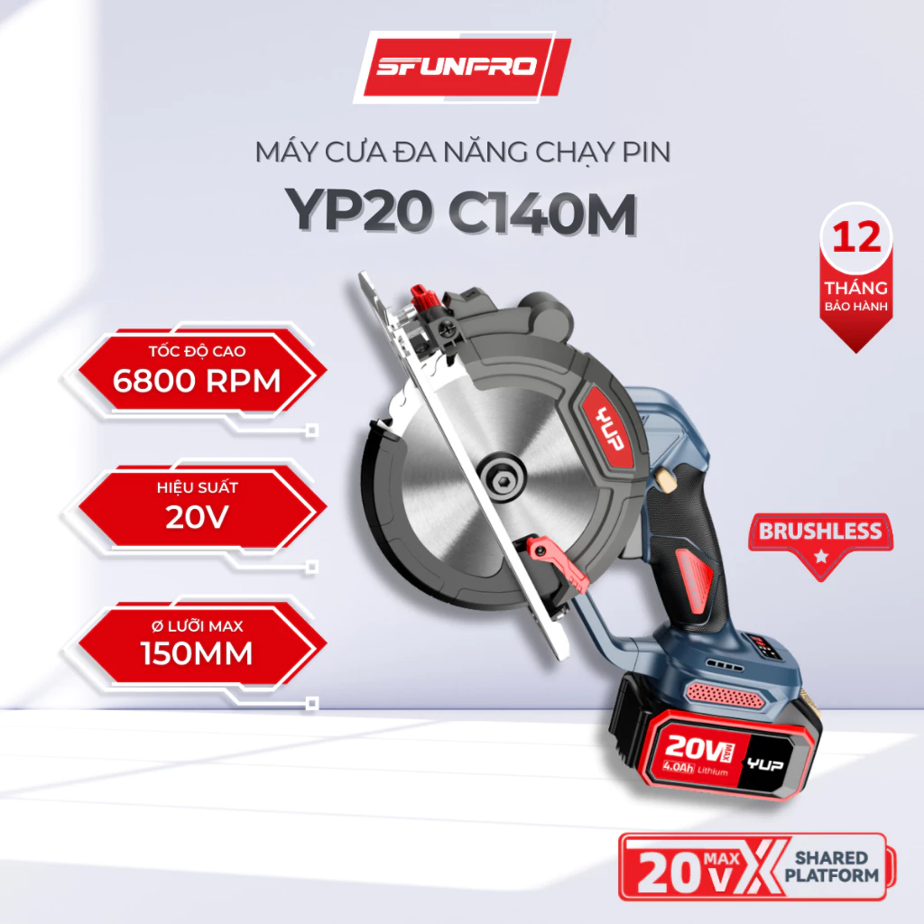 Máy Cưa Đa Năng Pin YUP YP20 C140M – Cắt Gỗ, Kim Loại, Nhựa, Bảo Hành Chính Hãng